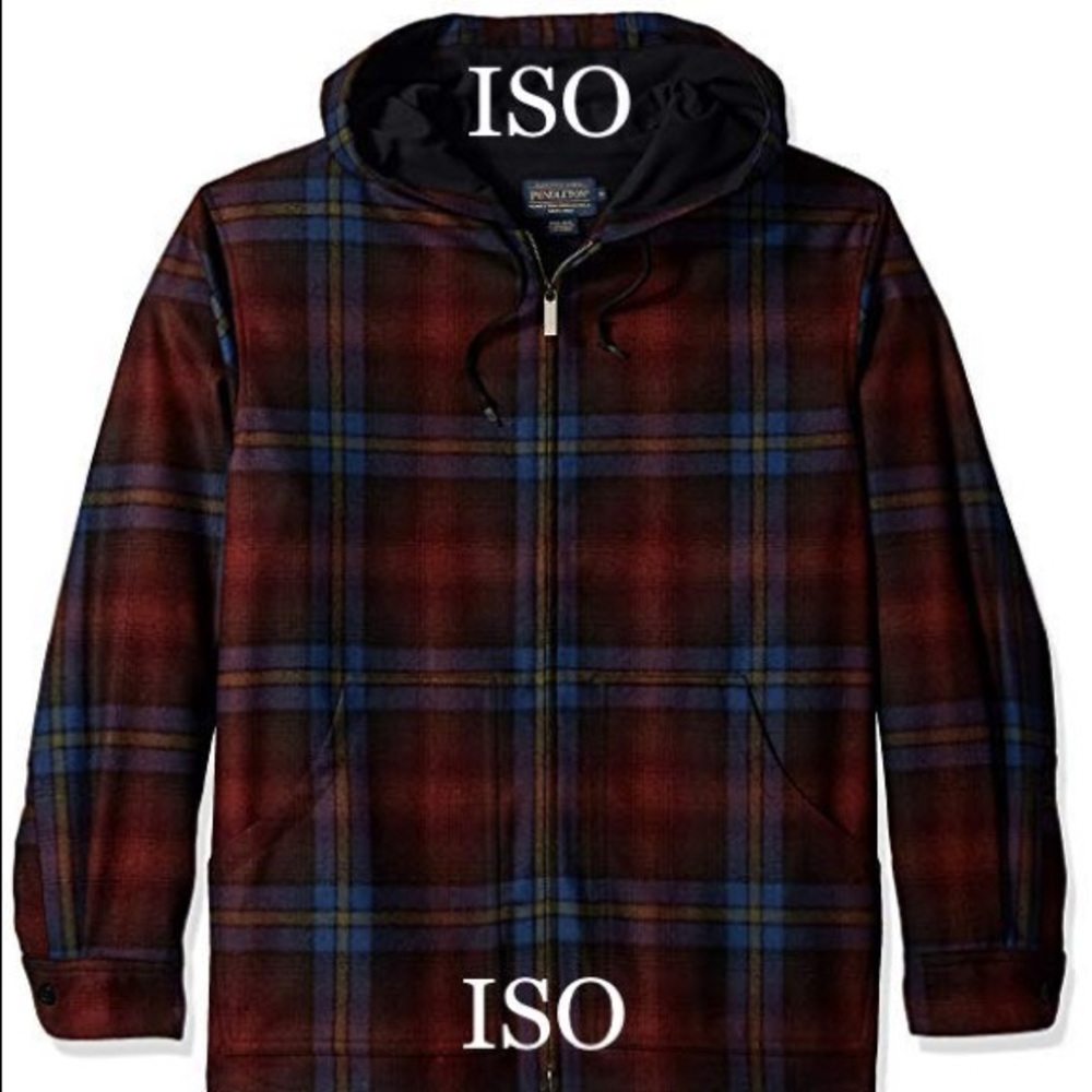 Pendleton Zip up Wool Hood in Maroon/Green/Ombré